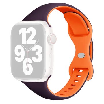 Apple Watch Series 41mm / 40mm / 38mm Silikonarmbånd - Mørkelilla + Oransje