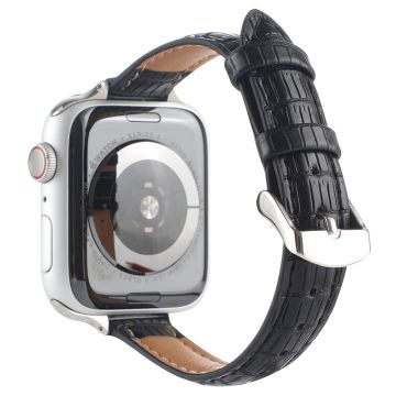 Lærrem med krokodillestruktur Apple Watch Series 41mm / 40mm / 38mm håndleddsrem - Svart