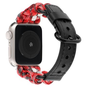 Apple Watch Series 41mm / 40mm / 38mm Nuts Decor Braided Band Watch Strap - Svart + Rød Kamuflasje