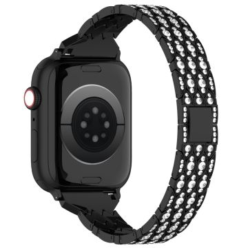 Apple Watch Series 41mm / 40mm / 38mm Metallarmbånd med stein - Svart