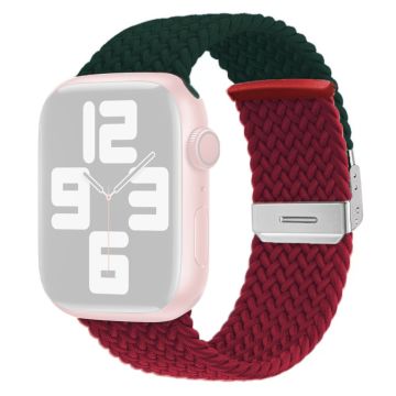 Apple Watch Series 41 mm / 40 mm / 38 mm nylonarmbånd - Grønn + Vinrød