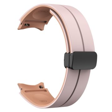 Samsung Galaxy Watch 5 Pro 45 mm magnetisk spennearmbånd i tofarget silikonarmbånd - Rosa + Rosa