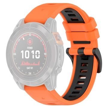 Garmin Fenix 7X / 7X Pro / 6X QuickFit 26 mm silikonklokkerem med tofarget armbånd - Oransje + Svart