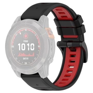 Garmin Fenix 7S / 7S Pro / 6S QuickFit 20 mm silikonklokkebånd med to farger - Svart + Rød