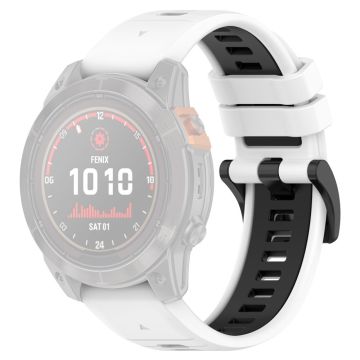 Garmin Fenix 7S / 7S Pro / 6S QuickFit 20 mm silikonklokkebånd med to farger - Hvit + Svart