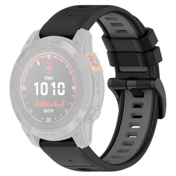 Garmin Fenix 7 / 7 Pro / 6 / 6 Pro QuickFit 22 mm klokkerem i silikon med to farger - Svart + Grå