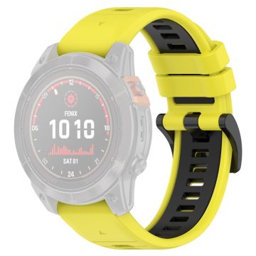 Garmin Fenix 7 / 7 Pro / 6 / 6 Pro QuickFit 22 mm klokkerem i silikon med to farger - Gul + Svart