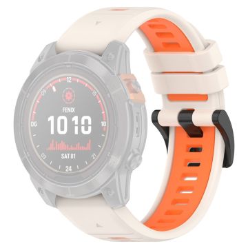 Garmin Fenix 7 / 7 Pro / 6 / 6 Pro QuickFit 22 mm klokkerem i silikon med to farger - Stjernelys + Oransje