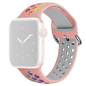 KALEBOL Apple Watch Series 41mm - 40mm - 38mm Universal Soft Silicone Band - Rosa + Regnbue