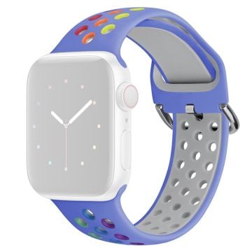 KALEBOL Apple Watch Series 41mm - 40mm - 38mm Universal Soft Silicone Band - Blå + Regnbue