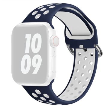 KALEBOL Apple Watch Series 41mm - 40mm - 38mm Universal Soft Silicone Band - Blå + Hvit