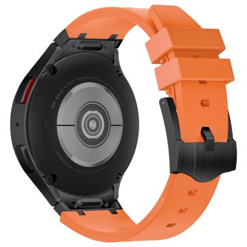 Samsung Galaxy Watch4 / Watch 5 / Watch6 Klokkerem AP Silikonbånd Vanntett - Svart Spenne + Oransje