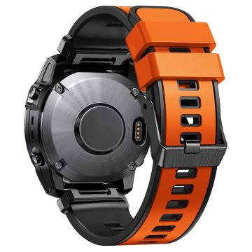 KALEBOL KLB-SSGJ-001 Garmin Fenix 7X / 7X Pro Silikonklokkearmbånd 26 mm med to farger - Oransje + Svart