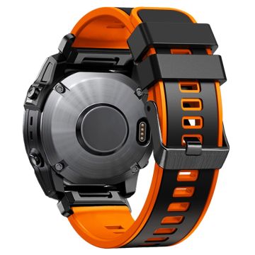 KALEBOL KLB-SSGJ-001 Garmin Fenix 7X / 7X Pro Silikonklokkearmbånd 26 mm med to farger - Svart + Oransje