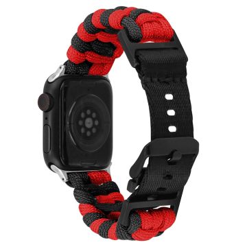 Apple Watch Series 41mm - 40mm - 38mm Universal Nylon Rope Watch Band Dual Color - Rød + Svart