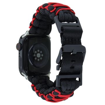 Apple Watch Series 41mm - 40mm - 38mm Universal Double Layer Nylon Rope-klokkerem - Svart + Rød