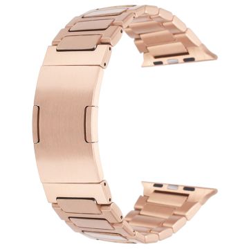 Apple Watch Series 41mm - 40mm - 38mm Universal bånd i rustfritt stål med foldespenne - Rose Gull