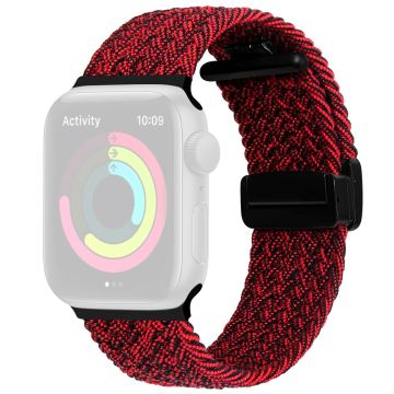 Apple Watch Series 41mm - 40mm - 38mm Universal Nylon Watch Band Magnetic Strap - Svart Rød Mix