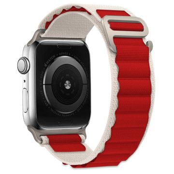 KALEBOL Apple Watch Series 41mm - 40mm - 38mm Universal Watch Strap Nylon Loop Band - Hvit + Rød