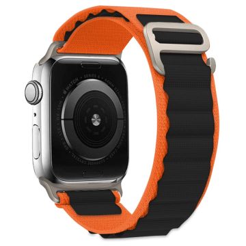 KALEBOL Apple Watch Series 41mm - 40mm - 38mm Universal Watch Strap Nylon Loop Band - Oransje + Svart