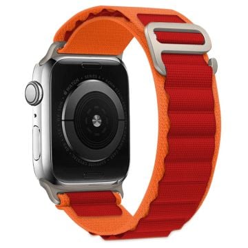 KALEBOL Apple Watch Series 41mm - 40mm - 38mm Universal Watch Strap Nylon Loop Band - Oransje + Rød