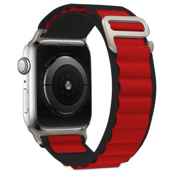 KALEBOL Apple Watch Series 41mm - 40mm - 38mm Universal Watch Strap Nylon Loop Band - Svart + Rød