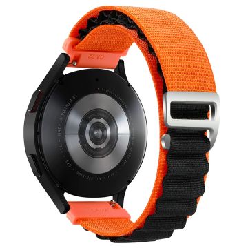 KALEBOL KLB-GSNL-001 Samsung Galaxy Watch6 / Watch6 Classic Nylon-klokkearmbånd 20 mm - Oransje + Svart