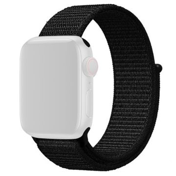 KALEBOL Apple Watch Series 41mm - 40mm - 38mm Universal Nylon Loop Watch Band - Dyp Svart