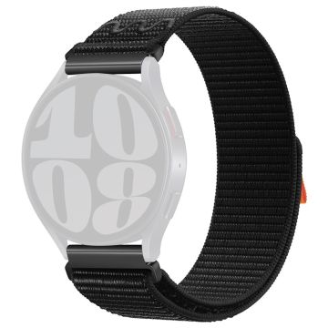 KALEBOL KLB-NLHH-002 Samsung Galaxy Watch3 45 mm / Huawei Watch GT4 46 mm nylonarmbånd 22 mm klokkerem - Dyp Svart