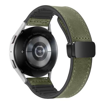 Samsung Galaxy Gear S3 Classic / Huawei Watch GT 4 46 mm magnetisk klokkerem i ekte okselær, 22 mm - Militærgrønn