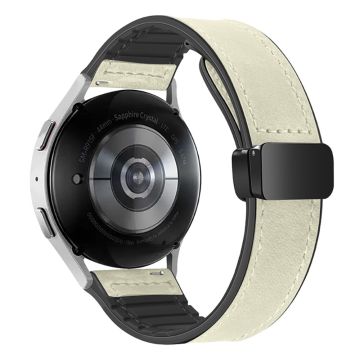 Samsung Galaxy Gear S3 Classic / Huawei Watch GT 4 46 mm magnetisk klokkerem i ekte okselær, 22 mm - Grå