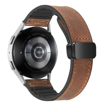 Samsung Galaxy Gear S3 Classic / Huawei Watch GT 4 46 mm magnetisk klokkerem i ekte okselær, 22 mm - Brun