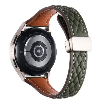 Samsung Galaxy Watch6 Classic / Watch6-klokkerem 20 mm sammenleggbar spenne Ekte okseskinnrem - Olivengrønn