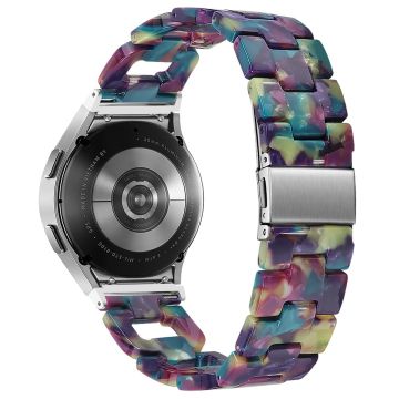 Harpiksrem Samsung Galaxy Watch6 40mm / 44mm / Watch6 Classic 43mm / 47mm D-formet armbånd - Lilla + Grønn Blomst