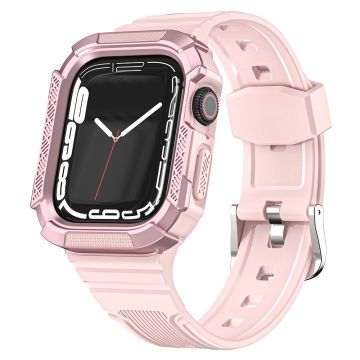 Apple Watch Series 41mm - 40mm - 38mm Myk, fleksibel reim integrert med støtbestandig klokkekasse - Rosa + Rosa Rose