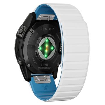 Garmin Fenix 5 / 5X / 6X / 7X Klokkerem 22mm Dual Color Silicone Smart Watch Band - Hvit / Blå