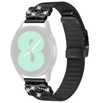 Samsung Galaxy Watch Active / Active2 44mm / 40mm Milanese Band 20mm Butterfly Design rustfritt stålrem - Svart