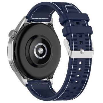 Samsung Galaxy Watch3 45 mm / Huawei Watch GT 4 46 mm klokkerem 22 mm silikon- og nylonarmbånd - Midnattsblå