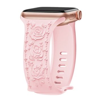 Rose Embossment Strap Apple Watch Series 41mm - 40mm - 38mm Silikonbånd - Rosa