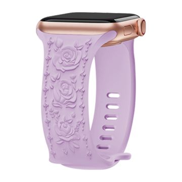 Rose Embossment Strap Apple Watch Series 41mm - 40mm - 38mm Silikonbånd - Lavendel