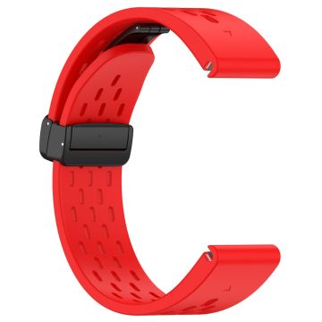 KALEBOL KLB-DDGJ-001 Garmin Fenix 7S / 7S Pro QuickFit 20 mm silikonarmbånd med magnetisk sammenleggbar spenne - Rød