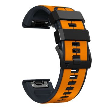 KALEBOL KLB-ZWGJ-001 Garmin Fenix 7 / 7 Pro Silikonklokkebånd QuickFit 22 mm Dual Color Strap - Oransje + Svart