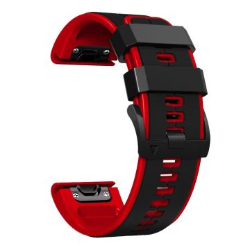 KALEBOL KLB-ZWGJ-001 Garmin Fenix 7 / 7 Pro Silikonklokkebånd QuickFit 22 mm Dual Color Strap - Svart + Rød