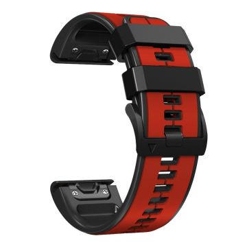 KALEBOL KLB-ZWGJ-001 Garmin Fenix 7 / 7 Pro Silikonklokkebånd QuickFit 22 mm Dual Color Strap - Rød + Svart