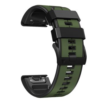 KALEBOL KLB-ZWGJ-001 Garmin Fenix 7 / 7 Pro Silikonklokkebånd QuickFit 22 mm Dual Color Strap - Militærgrønn + Svart