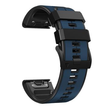 KALEBOL KLB-ZWGJ-001 Garmin Fenix 7 / 7 Pro Silikonklokkebånd QuickFit 22 mm Dual Color Strap - Mørkeblå + Svart