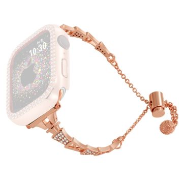 Tower Design klokkerem Apple Watch Series 41mm - 40mm - 38mm Rhinestone Decor Copper Bracelet - Rose Gull