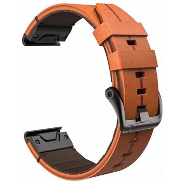 Garmin Fenix 5 6 7 Instinc Instinc 2 Approach 22 mm klokkerem i mykt, ekte skinn - Brun