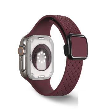 Apple Watch Series 41mm - 40mm - 38mm Armbånd med vevd tekstur - Vinrød