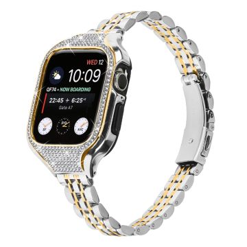 Apple Watch Serie 6 / 5 / 4 / SE (2022) / SE (2023) / SE 40 mm galvanisert 7 perler rustfritt stålrem med urkasse - Spleising I Gull